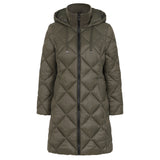 Diamond Quilt Mid Length Coat Khaki