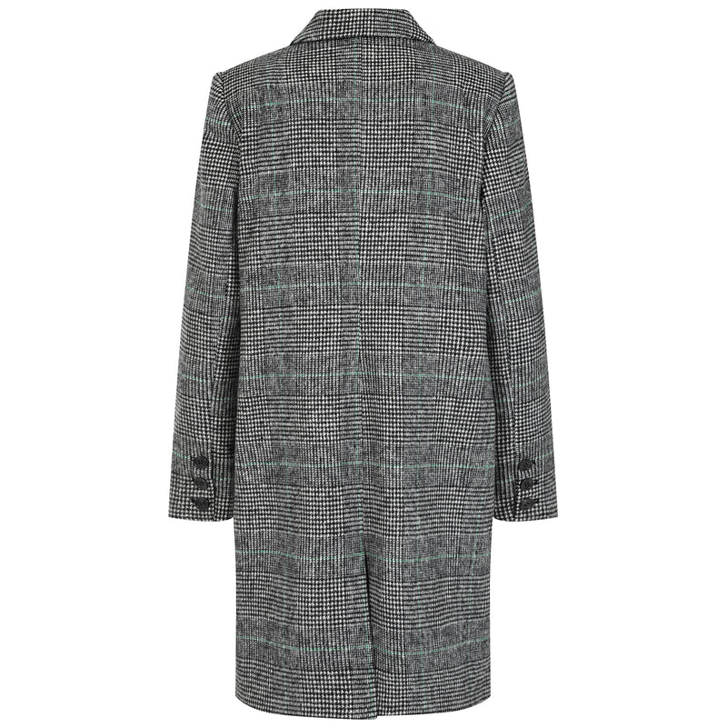 Long Sleeve Check Single Breasted Coat Green