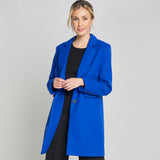 Long Sleeve Plain Single Breasted Coat Blue