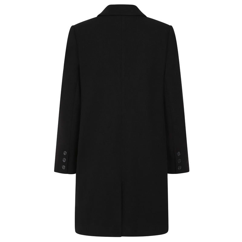 Long Sleeve Plain Single Breasted Coat Black