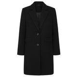 Long Sleeve Plain Single Breasted Coat Black