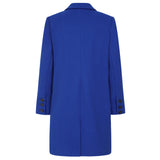 Long Sleeve Plain Single Breasted Coat Blue
