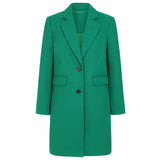 Long Sleeve Plain Single Breasted Coat Green