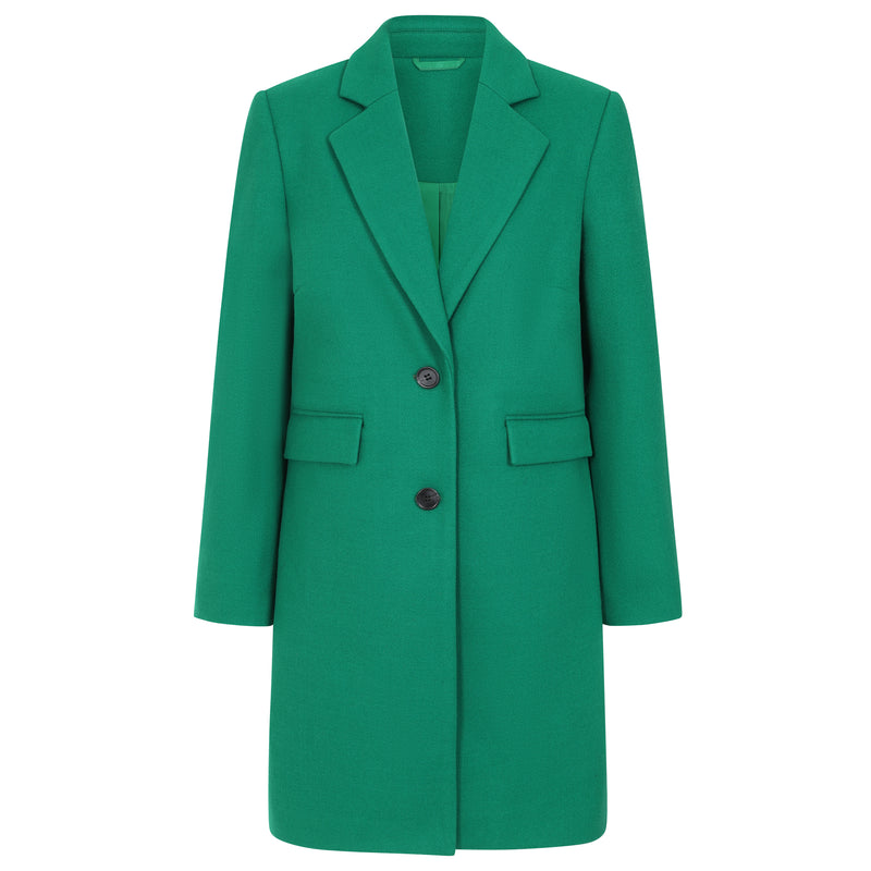 Long Sleeve Plain Single Breasted Coat Green