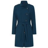 Funnel Neck Tie Waist Formal Coat Teal