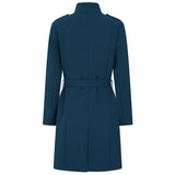 Funnel Neck Tie Waist Formal Coat Teal