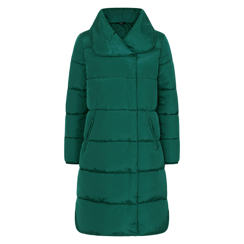 Shawl Collar Padded Wrap Coat Green