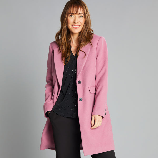Long Sleeve Plain Single Breasted Coat Orchid