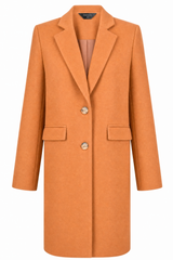 Single Breasted Revere Collar Coat Deep Caramel
