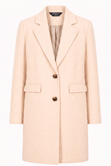 Single Breasted Revere Collar Coat Buff