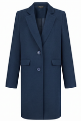 Single Breasted Revere Collar Coat Navy