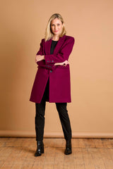 Single Breasted Revere Collar Coat Berry