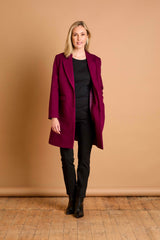 Single Breasted Revere Collar Coat Berry