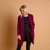 Single Breasted Revere Collar Coat Berry