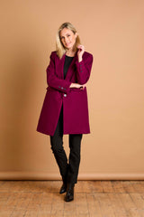 Single Breasted Revere Collar Coat Berry