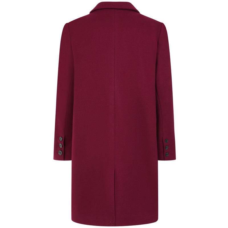 Single Breasted Revere Collar Coat Berry