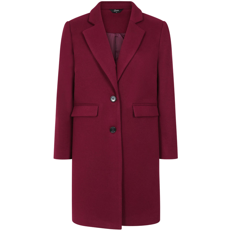 Single Breasted Revere Collar Coat Berry