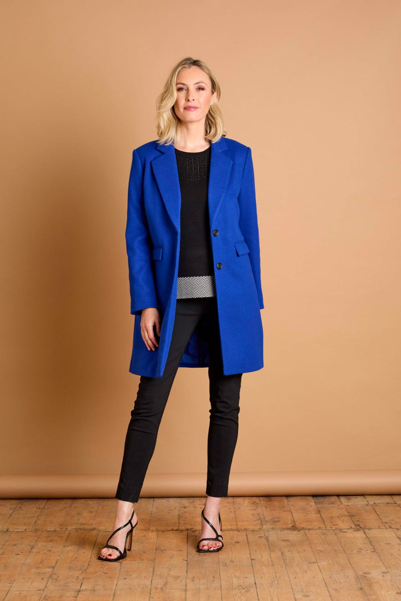Single Breasted Revere Collar Coat Blue
