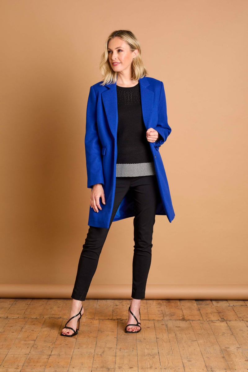Single Breasted Revere Collar Coat Blue