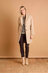 Single Breasted Revere Collar Coat Camel