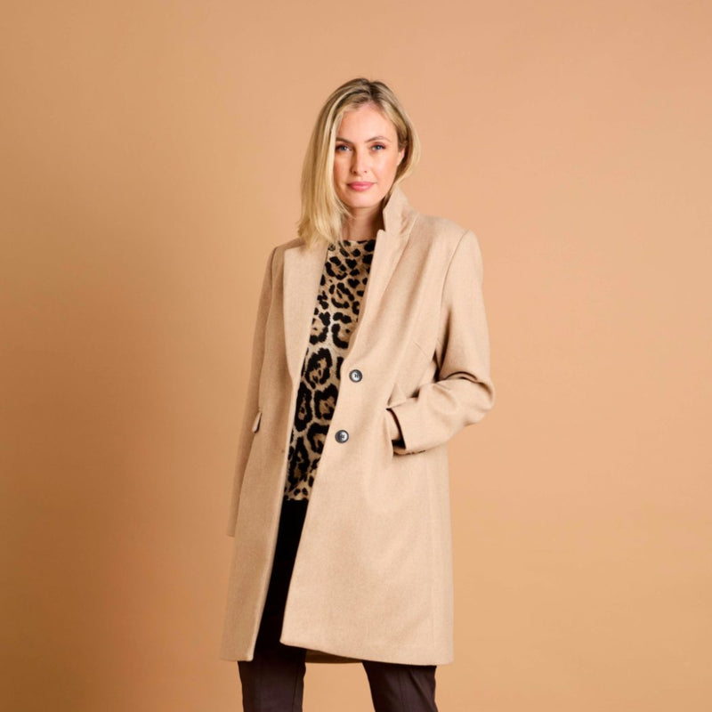 Single Breasted Revere Collar Coat Camel