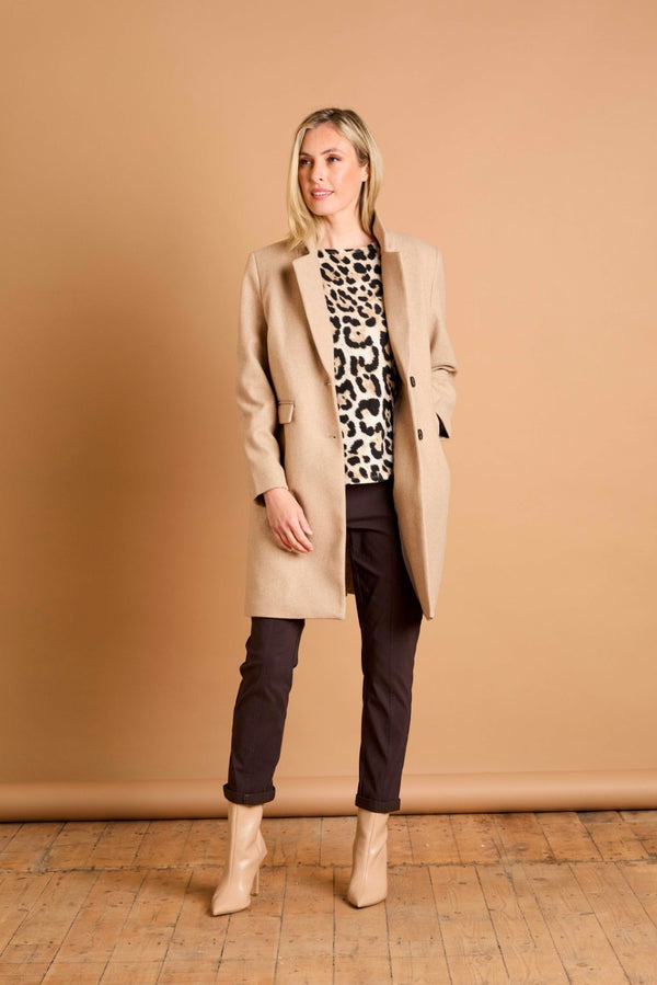 Single Breasted Revere Collar Coat Camel