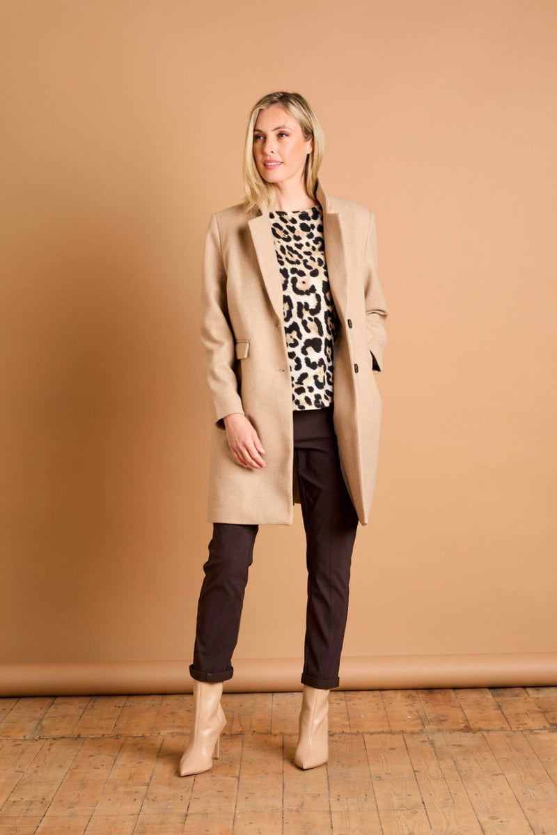 Single Breasted Revere Collar Coat Camel