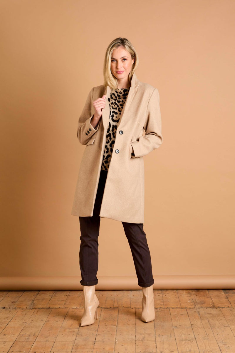 Single Breasted Revere Collar Coat Camel
