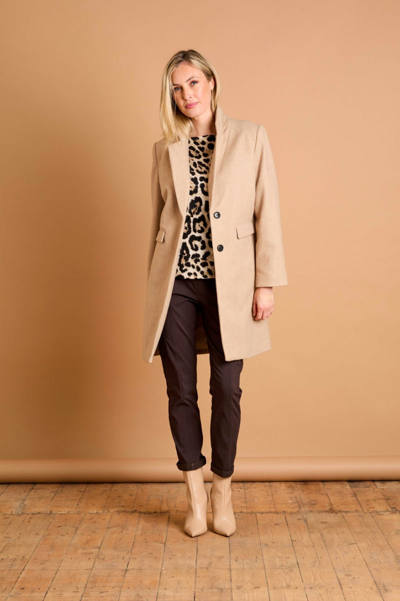 Single Breasted Revere Collar Coat Camel