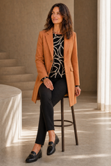 Single Breasted Revere Collar Coat Deep Caramel