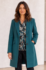 Single Breasted Revere Collar Coat Emerald
