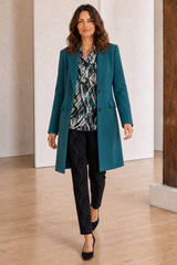 Single Breasted Revere Collar Coat Emerald