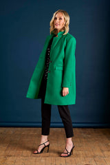 Single Breasted Revere Collar Coat Green