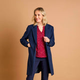 Single Breasted Revere Collar Coat Midnight