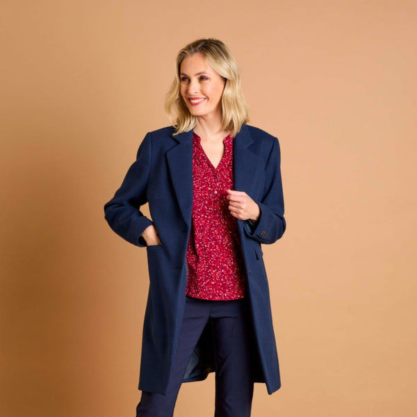 Single Breasted Revere Collar Coat Midnight