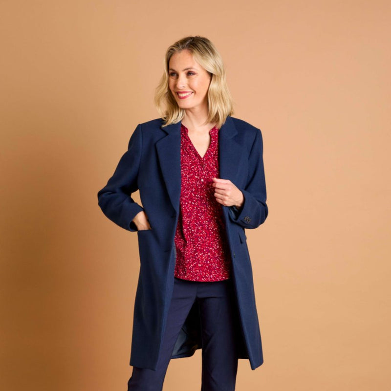 Single Breasted Revere Collar Coat Midnight