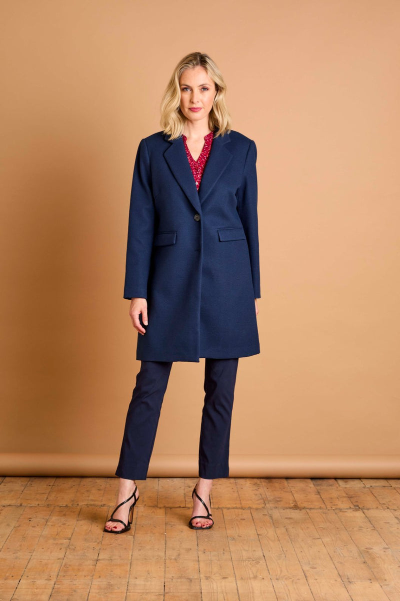 Single Breasted Revere Collar Coat Midnight