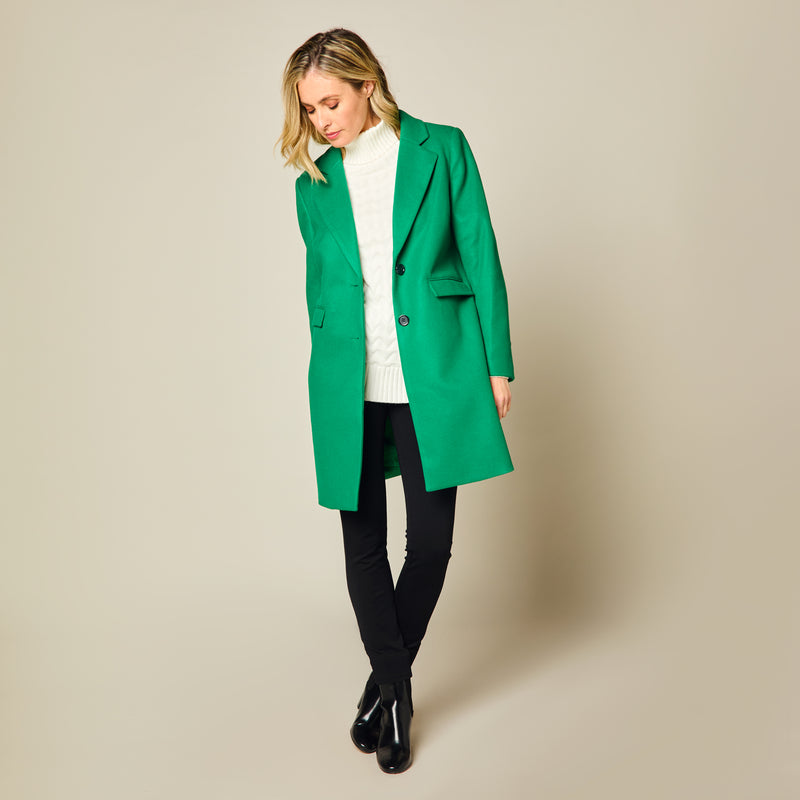 Single Breasted Revere Collar Coat Green