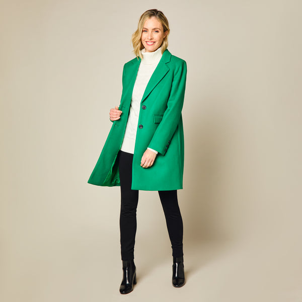 Single Breasted Revere Collar Coat Green