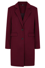 Single Breasted Revere Collar Coat Berry