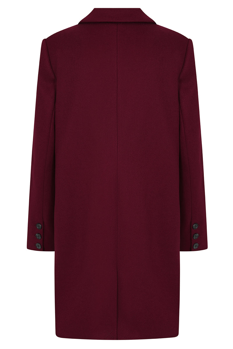 Single Breasted Revere Collar Coat Berry Emreco