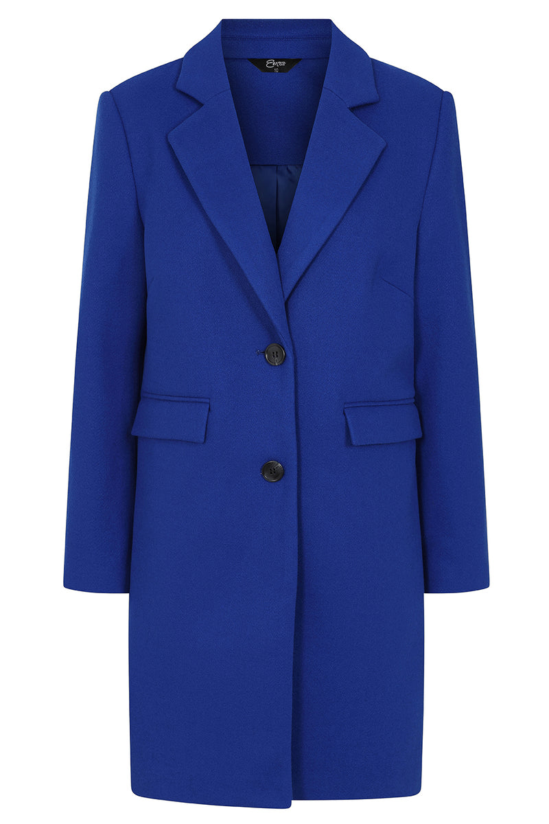 Single Breasted Revere Collar Coat Blue