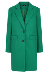 Single Breasted Revere Collar Coat Green