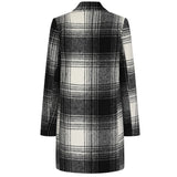 Check Funnel Neck Coat Black / White
