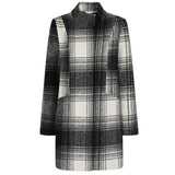 Check Funnel Neck Coat Black / White