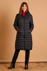 Longline Lightweight Quilted Coat Black