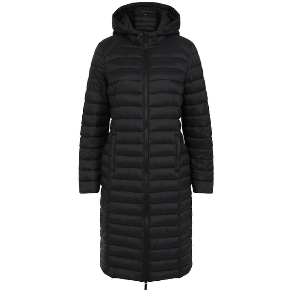 Longline Lightweight Quilted Coat Black