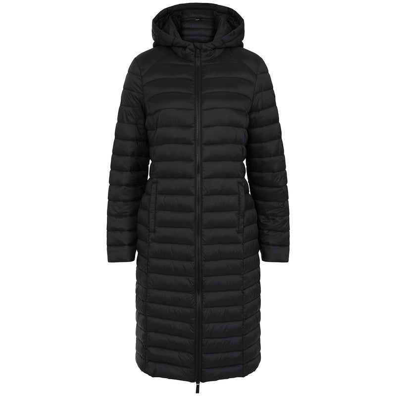 Longline Lightweight Quilted Coat Black