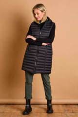 Longline Lightweight Quilted Gilet Black