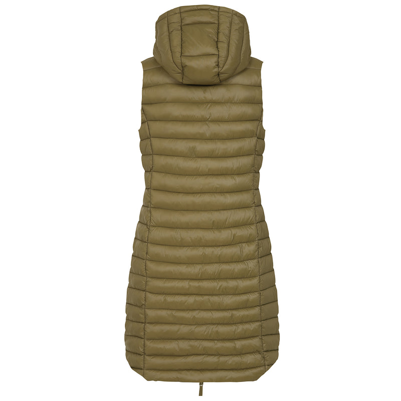 Longline Lightweight Quilted Gilet Khaki